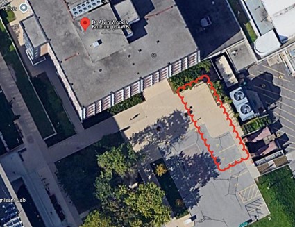 The image outlines the specific two accessible parking spaces that will be closed in Lot 42 from June 5th to June 9th.