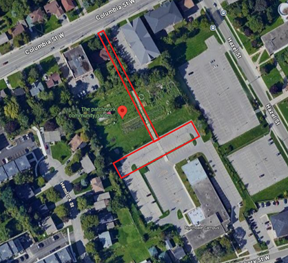 The map outlines the closure areas at the Northdale Community Garden, impacting the pathway from Lot 37 through the garden to Columbia Street West and the closure of upper portion of Lot 37