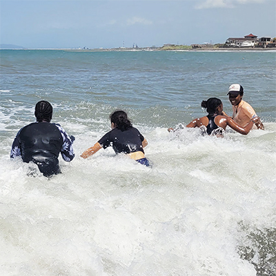 Four people in ocean