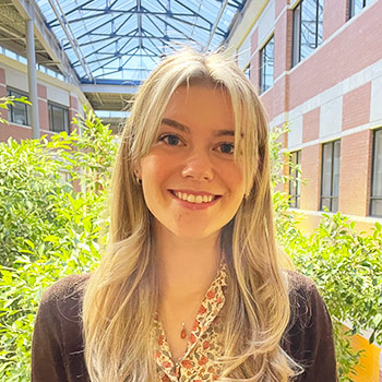 smiling blonde student in Lazaridis